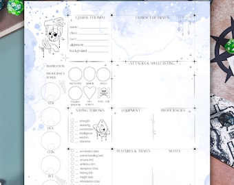 DnD 5e Character Sheet: Magic, Fillable Wizard Dungeons and Dragons Character Sheets, D&D Warlock Player Sheet 5th Edition, DnD Journal PDF