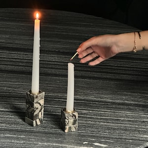 Green River Marble Candlestick Holder, Stone Candelabra Candle Holder, Marble Home Decor Gift, Natural Stone Room Decor
