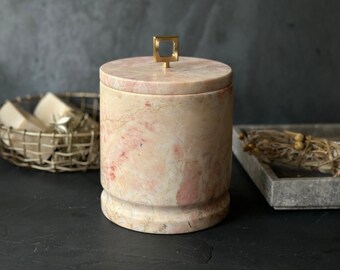 Marble Ice Bucket with Lid: Natural Stone Cooler, Dining Piece