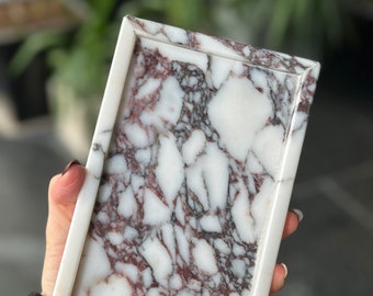 Calacatta Viola Marble Tray: Rectangle Vanity Tray, Turkish Decor