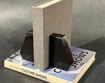 Sujetalibros de mármol negro, decoración estética para escritorios, piedra turca