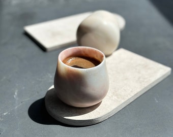 Handmade Marble Espresso Cup and Saucer Set: Turkish Coffee Lover Gift
