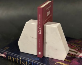 Witte Turksmarmeren boekensteunen, modern bureaudecor