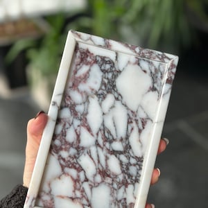 Calacatta Viola Mini Marble Tray, Decorative Tray, Jewelry Trinket Tray, Small Marble Tray, Bathroom Tray for Vanity, Marble Rectangle Tray