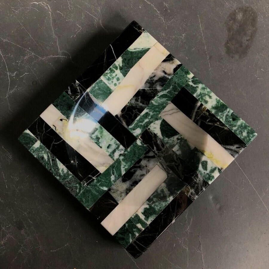 Marble Block Dish, Catch All Tray, Green Marble Decorative Bowl, Marble ...