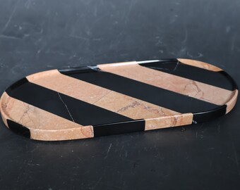 Pink & Black Marble Presentation Plate: Handcrafted Ellipse Serving Tray