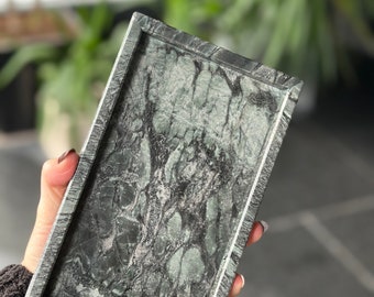 Bandeja de mármol verde jade: bandeja de tocador, expositor de joyas