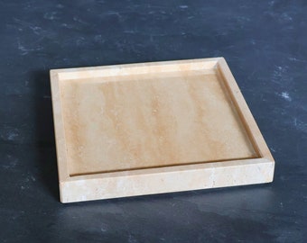 Square Travertine Tray: Turkish Marble Vanity & Bathroom Organizer