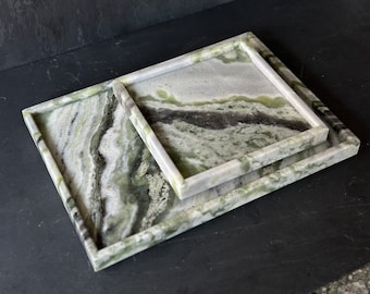 Ice Green Marble Tray: Onyx Stone Serving Tray, Centerpiece