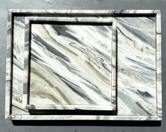 Blue Stream Marble Tray, Made to Order, Custom Sizing Available