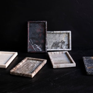 Mini Marble Decorative Tray, Bathroom Tray for Counter, Jewelry Trinket Tray, Bathroom Organizer, Perfume Tray, Coffee Table Decor