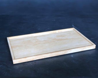 Travertine Ottoman Tray: Oversized Handmade Custom Tray, Marble Made to Order