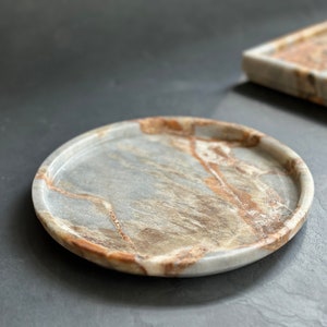 Deep River Round Marble Tray, Marble Home Decor, Coffee Table Round Tray, Perfume Marble Tray, Marble Small Tray, Bathroom Organizer