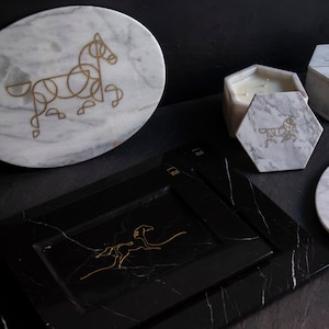 Horse Concept Marble Home Decor Pieces, Marble Decorative Tray, Marble Candle, Marble Decor Object, Aesthetic Room Decor, Horse Gifts
