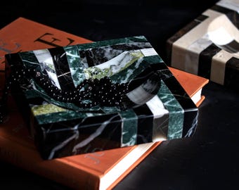 Multi Color Marble Block Dish: Decorative Catch All Tray