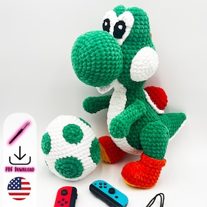 Pacchetto di schemi all'uncinetto amigurumi di Yoshi e l'uovo