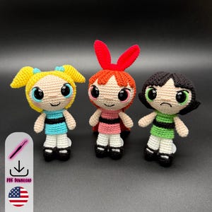 Patrón de crochet de Las Chicas Superpoderosas: Blossom, Bubbles y Buttercup Amigurumi PDF