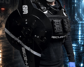 SciFi 3D Printed Tactical Vest w/ Shield, Wearable Cosplay Costume for Film/TV/Halloween