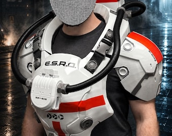 SciFi 3D Printed Space Suit-Inspired Chest Armor, Wearable Cosplay Costume for Film/TV/Halloween