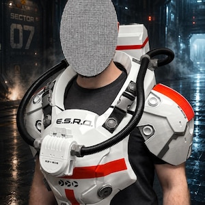 SciFi 3D-gedruckte, vom Weltraumanzug inspirierte Brustpanzerung, tragbares Cosplay-Kostüm für Film/Fernsehen/Halloween