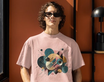 Colorful Modernistic Tee for Men, Unique Mens Shirt, Trendy T-shirt, Modern-fit Shirt