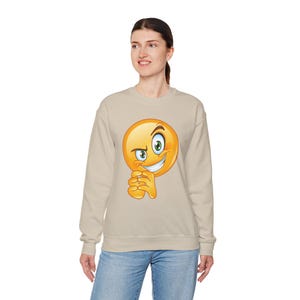 Funny Smiley Unisex Sweatshirt, Greedy Face Jumper, Fun Crewneck Pullover, Hilarious Sweater, Humorous Apparel, Smiley Face Clothing