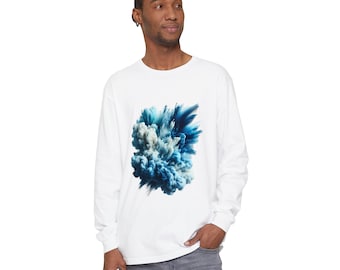Splash Design Long Sleeve T-Shirt: Garment-Dyed Ring-Spun Cotton