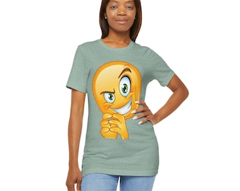 グリーディフェイス スマイリーTシャツ：ユーモラスなグラフィックのユニセックスTシャツ