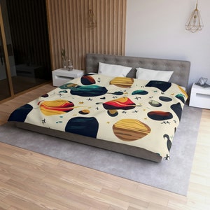 Planets Microfiber Duvet Cover: Celestial Space Bedding