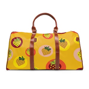 Yellow Strawberries Waterproof Travel Bag