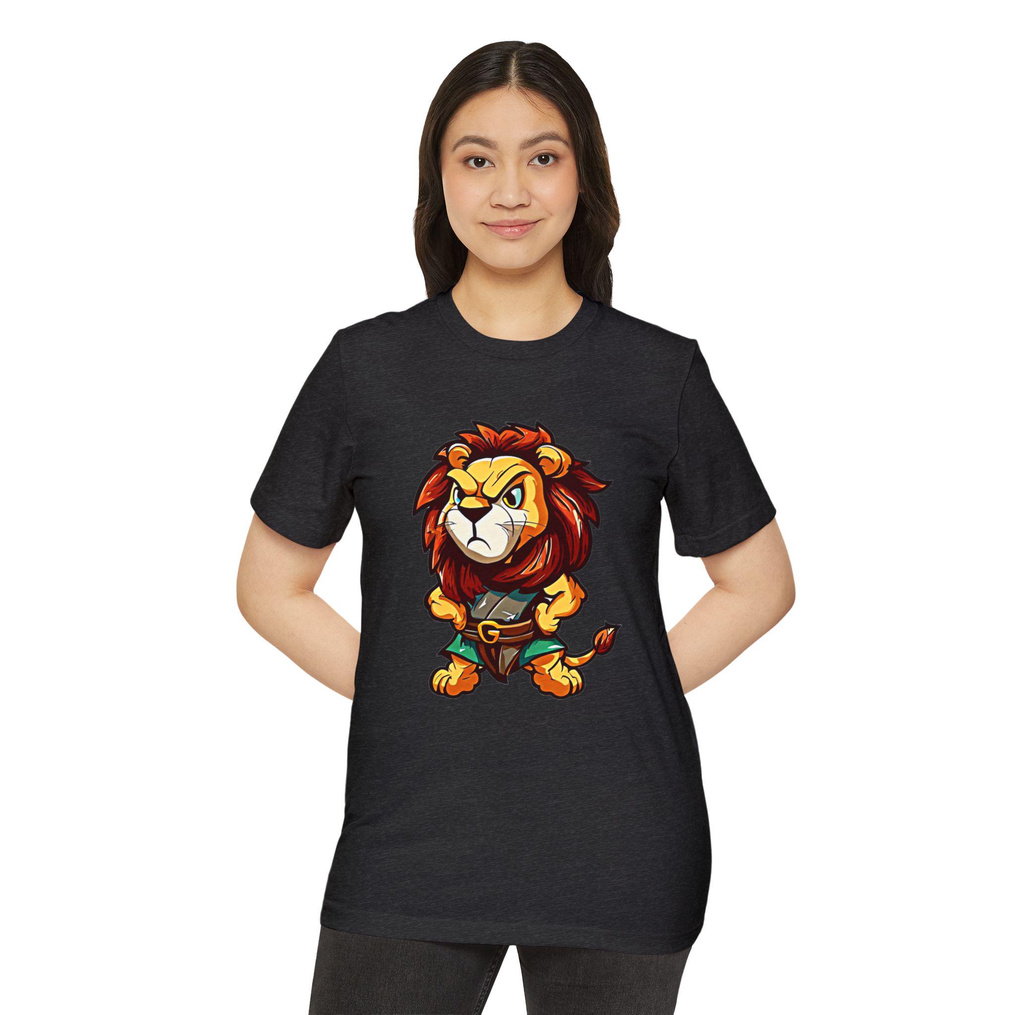 Brave Lion Organic Unisex T-shirt, Sustainable Jungle Animal Tee
