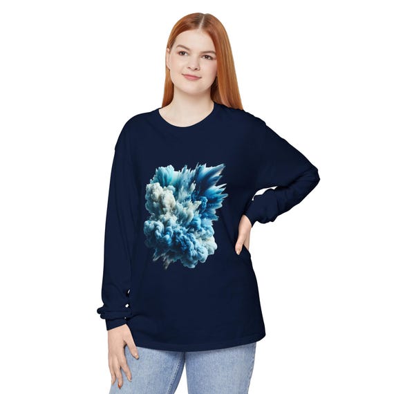 Blue Splash Garment-dyed Long Sleeve T-shirt – Unisex Ring-spun
