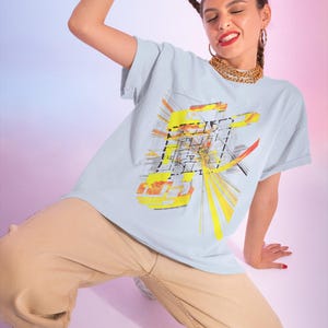 Camiseta de algodão unissex geométrica abstrata: camiseta gráfica moderna