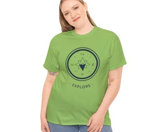 Resekompass-T-shirt: Unisex Explorer T-shirt i kraftig bomull