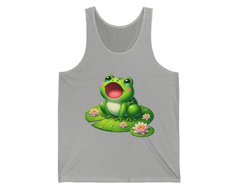 Camiseta unisex de tirantes con diseño de rana cantante, ropa de verano
