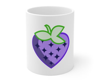 Strawberry Ceramic Mug: Vibrant Blue Design, 11oz