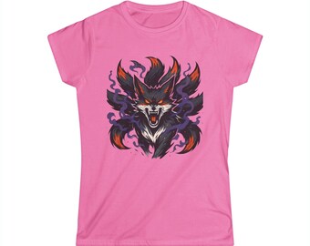 Raged Kitsune Graphic Tee, Japanischer Fuchs Shirt, Anime Kleidung