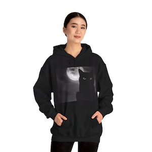 Black Cat Graphic Hoodie: Unisex Cotton-Poly Blend