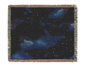 Night Sky Woven Blanket - Celestial Stars Galaxy Tapestry Throw, Home Decor Accent, Gift for Astronomy Lover, Cozy Bedding, Dorm Room