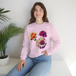 Floral Print Crewneck Sweatshirt: Unisex Botanical Sweater