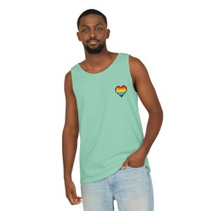 Rainbow Heart Unisex Tank Top - Pride Apparel, LGBTQ+ Gear, Summer Wear, Comfortable Clothing, Gender Neutral Shirts, Gift for Friends