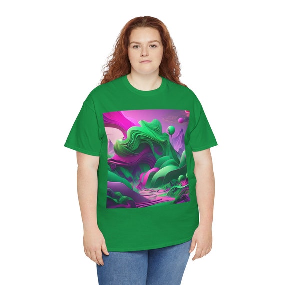 Green & Purple Splash Heavy Cotton Tee: Unisex Graphic T-shirt - Etsy