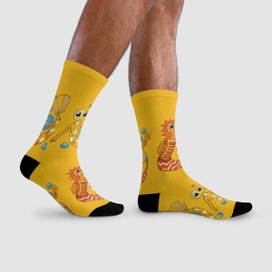 Yellow Mermaid Crew Socks: Funny Sublimation Print