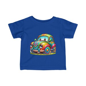 Happy Car Infant Tee - Koszulka z cienkiego dżerseju dla niemowląt - Zabawna koszulka dla niemowląt - Koszulka dla niemowląt Whimsy