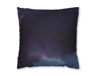 Dark Blue Night Sky Faux Suede Square Pillow Case