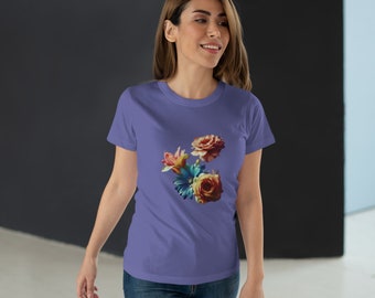 Floral Print Women's T-Shirt: Modern Fit Ringspun Cotton