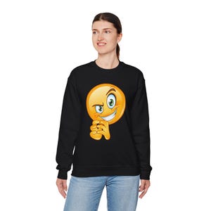 Funny Smiley Unisex Sweatshirt, Greedy Face Jumper, Fun Crewneck Pullover, Hilarious Sweater, Humorous Apparel, Smiley Face Clothing