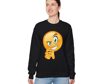 Bluza z buźką chciwego uśmiechu: zabawny sweter unisex z okrągłym dekoltem