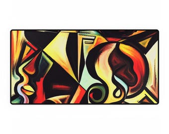 Modern Art Desk Mat, Abstract Geometric Workspace Decor