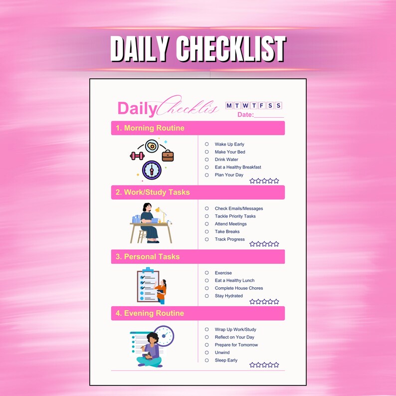 Printable Kids & Family Daily Routine | Morning to Night Checklist ...
